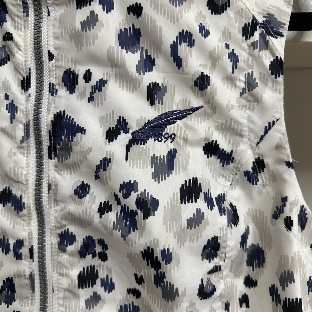 Zero Restriction Wanda Vest Womens M Silver Leopard Print Golf Full Zip Pockets - Picture 6 of 16